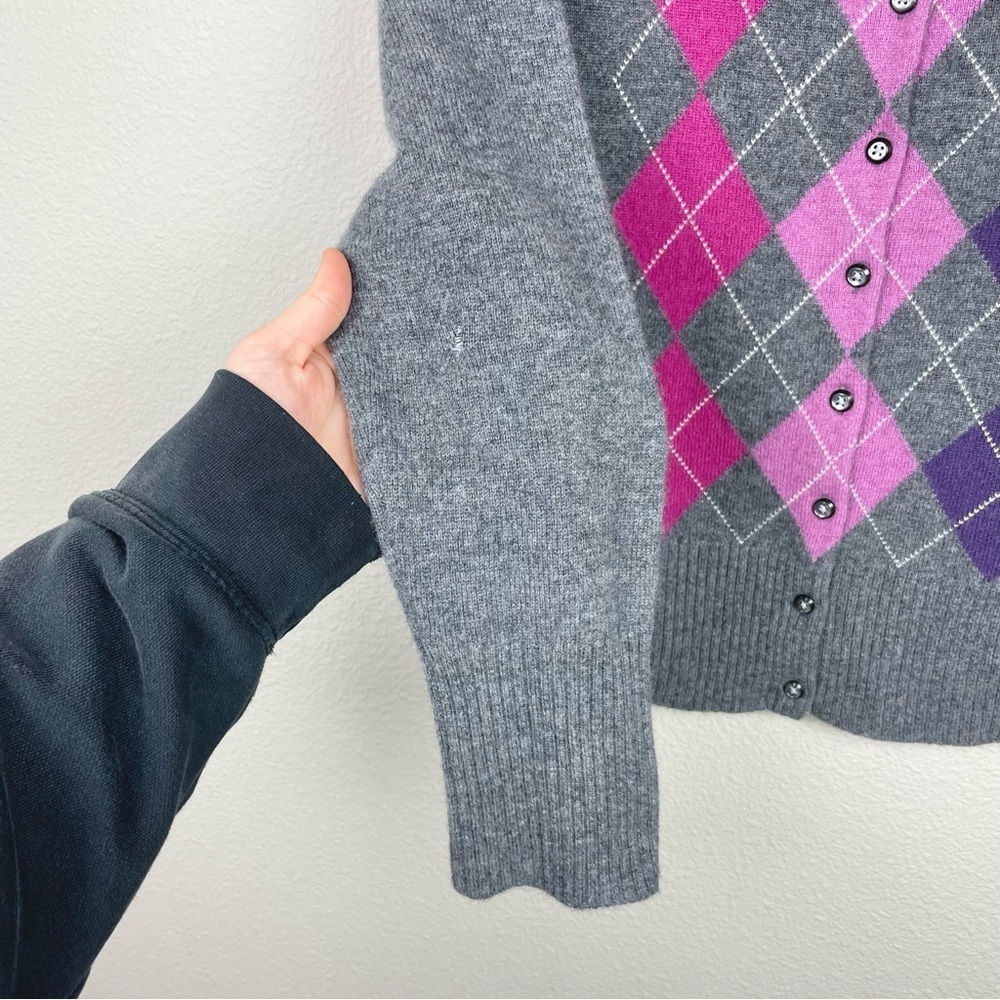 Apt.9 Women's Medium 100% Cashmere Argyle Button Front Cardigan Sweater Academia - Picture 9 of 16